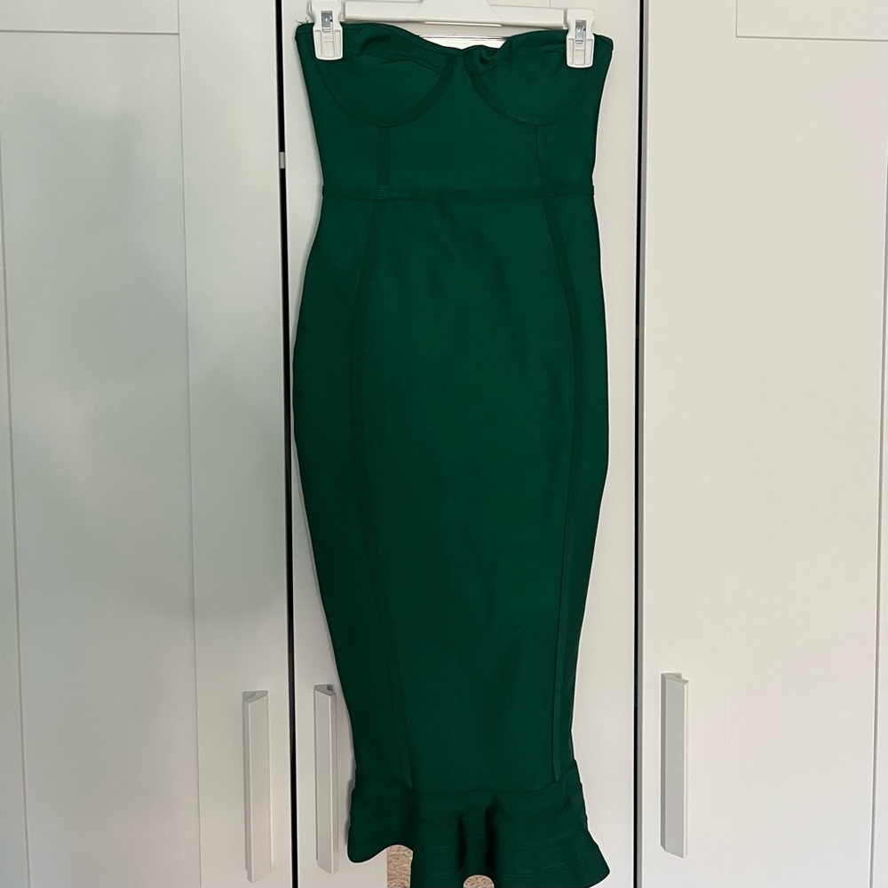 green emerald velvet dress Talia Long Sateen Corset Lace Up Back Dress Green / 12 main image 1